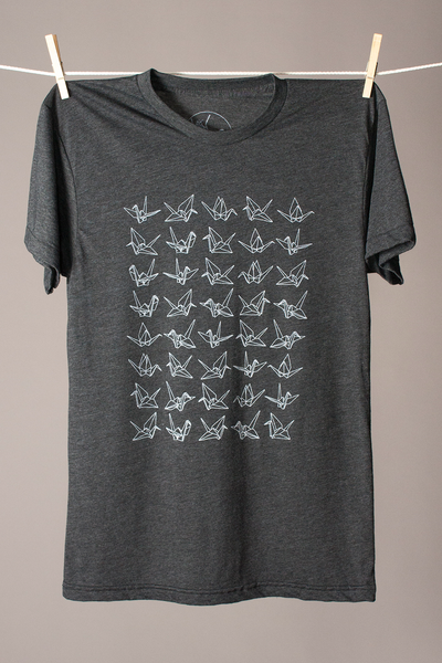 Forty Cranes Tee - Heather Black