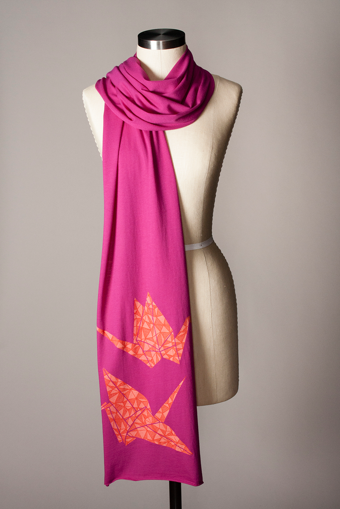 Paper Crane Scarf - Magenta