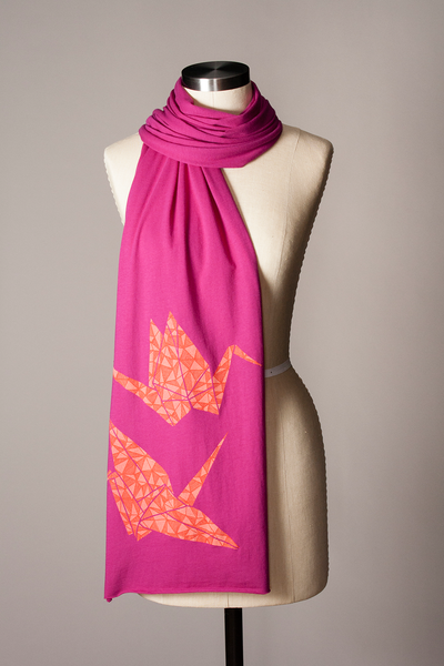 Paper Crane Scarf - Magenta