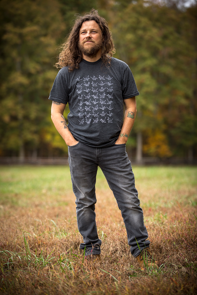 Forty Cranes Tee - Heather Black