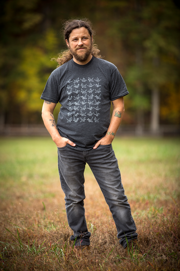 Forty Cranes Tee - Heather Black