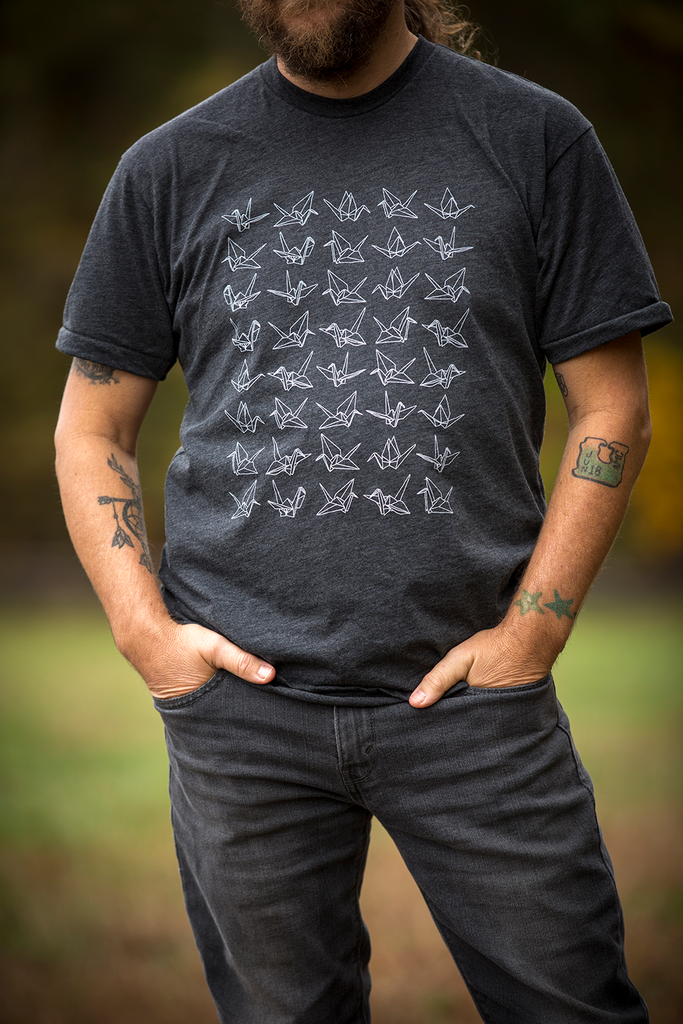 Forty Cranes Tee - Heather Black