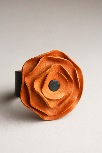 Leather Scarf Cuff - Camel
