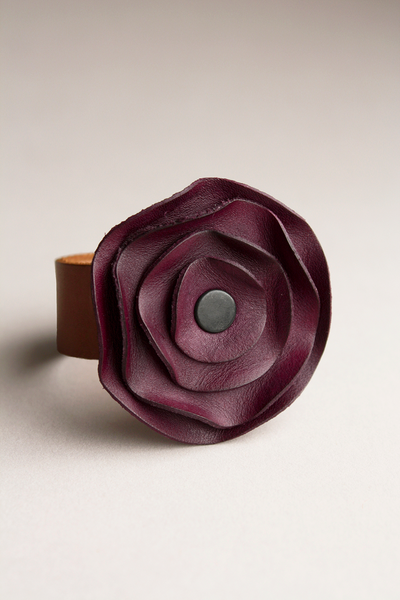 Leather Scarf Cuff - Plum